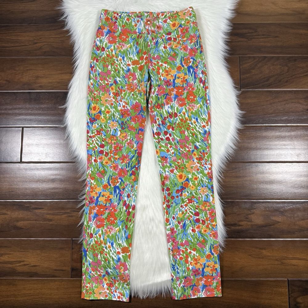 J. McLaughlin Multicolor Floral Print Pants - Green, Orange, Blue, Red